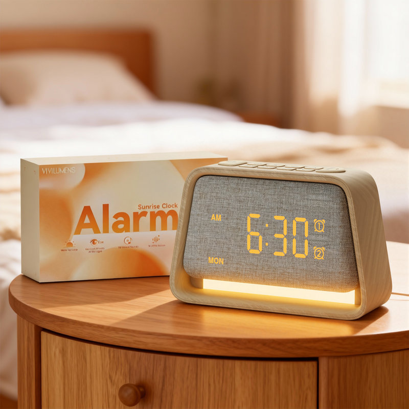 George Oliver Wooden Alarm Clock With White Noise Sound Machine